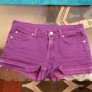 Seven For All Mankind Purple Cuff Off Shorts Sz 12